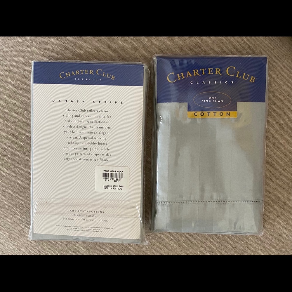 New Charter Club Cotton Damask Stripe King Shams - Picture 2 of 2